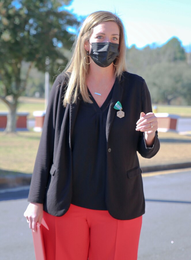 Chandra Johnson, supervisor, Accounting Branch, Comptroller Office, Marine Corps Logistics Base Albany, and Ashlyn Mullen, management analyst, Manpower Division, MCLB Albany, were recently recognized as the installation’s Supervisor of the Year and Civilian of the Year for 2020, respectively. (U.S. Marine Corps photo by Jennifer Parks)