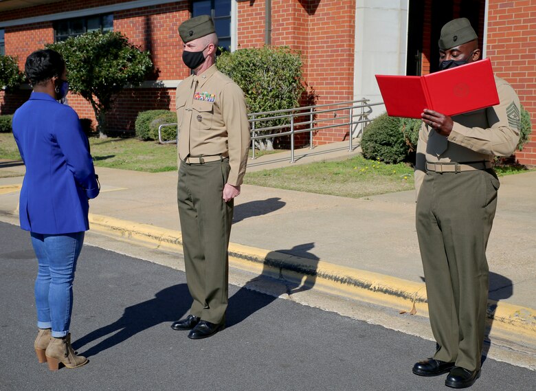 Chandra Johnson, supervisor, Accounting Branch, Comptroller Office, Marine Corps Logistics Base Albany, and Ashlyn Mullen, management analyst, Manpower Division, MCLB Albany, were recently recognized as the installation’s Supervisor of the Year and Civilian of the Year for 2020, respectively. (U.S. Marine Corps photo by Jennifer Parks)