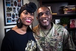 U.S. Air Force Chief Master Sgt. Wendell Snider (right), 502nd Air Base Wing and Joint Base San Antonio command chief, poses for a photo with his wife of 22 years, LaShae, after an interview at JBSA-Randolph Jan. 19. The U.S. Air Force joins the millions of Americans celebrating Black History Month 2021 by honoring the history of African Americans in the military and considering ways to move forward in unity for the future.