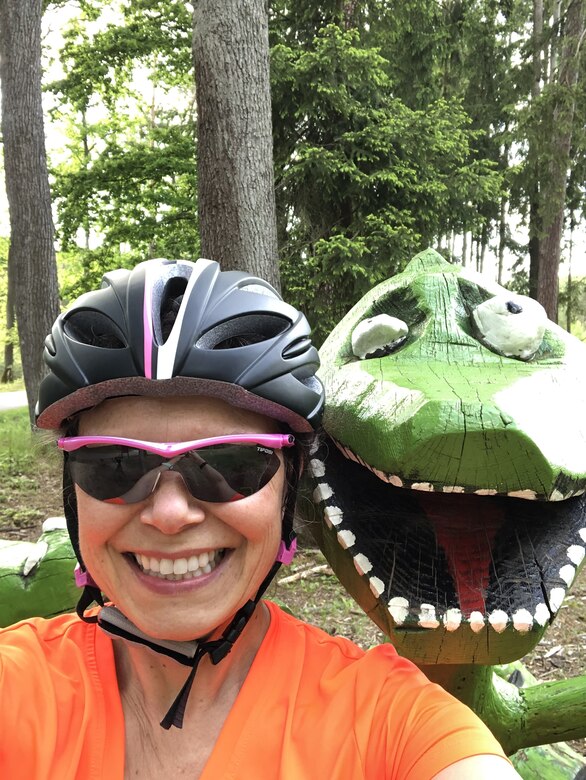 Dr. Irene MacAllister enjoys riding her bicycle in the Hradec Forest as a break from her research on the development of a
vaccine against the bacterium Francisella tularensis.