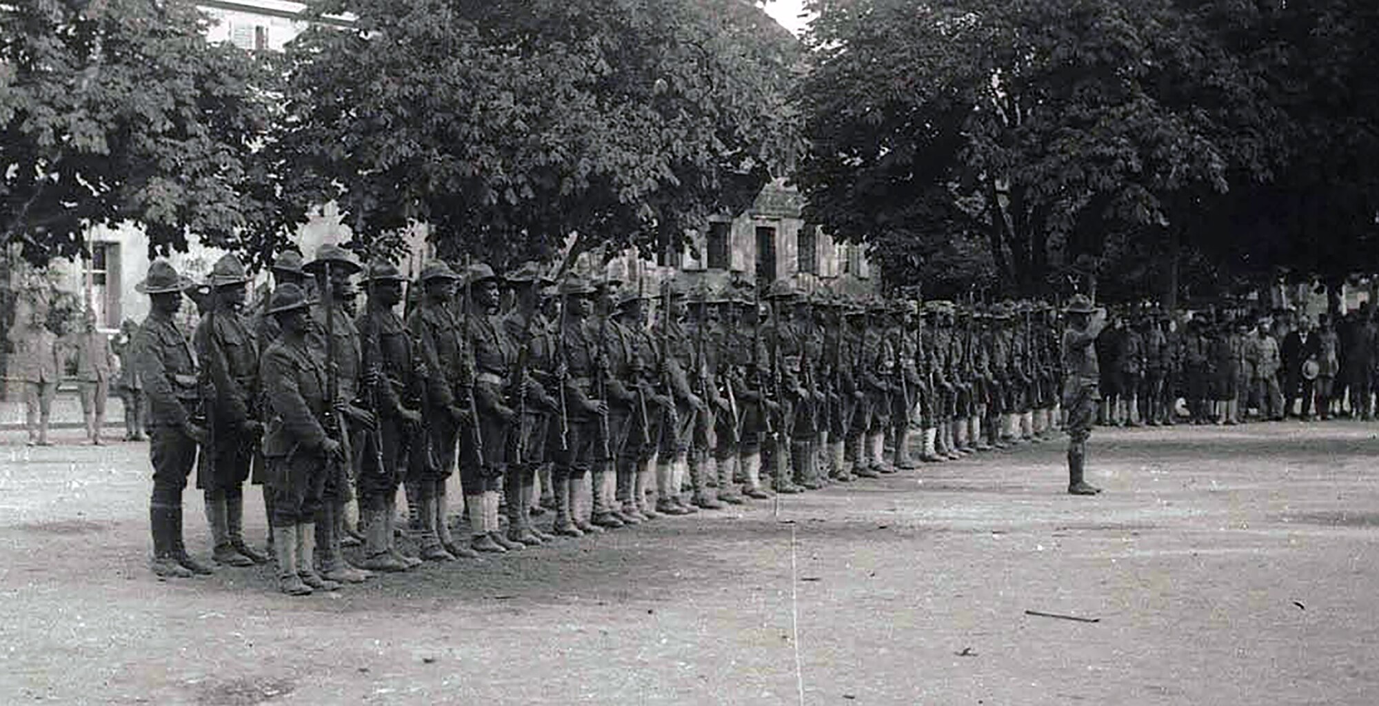 The 370th Infantry Regiment on parade in France.