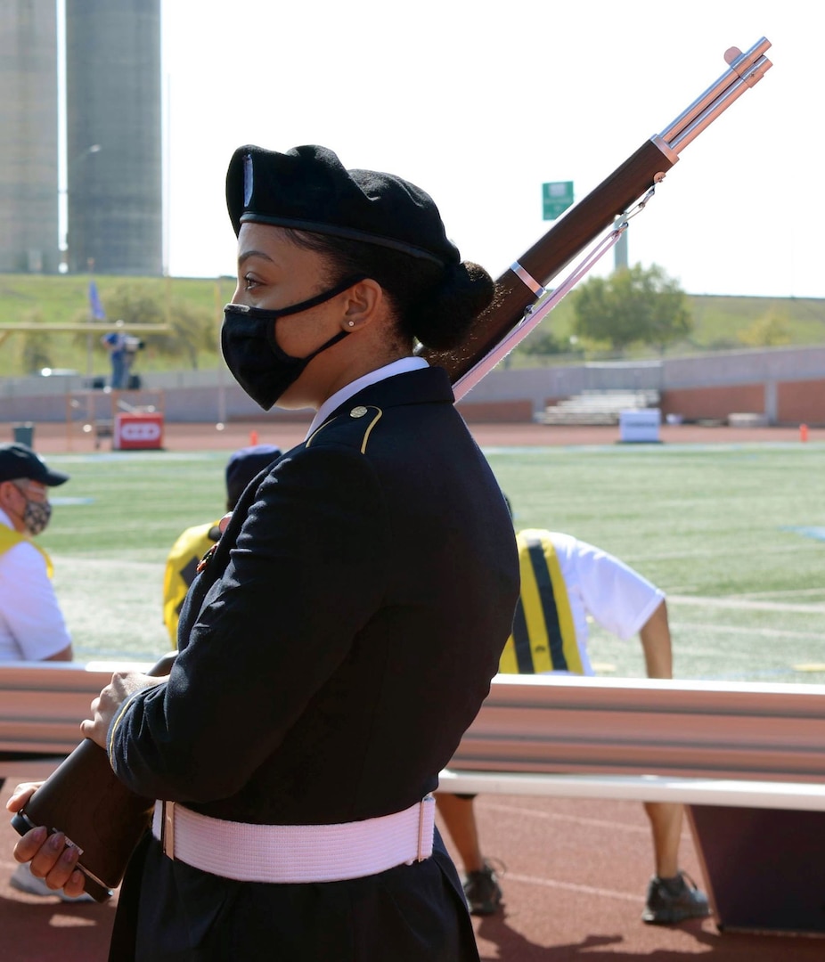 Cadet Ashley Smith is an active duty Soldier in the U.S. Army, but is now a full-time college student and cadet at UTSA Army ROTC. She was one of the cadets who volunteered her time to work the event and had the special duty of participating in the Color Guard to present the colors during the National Anthem.