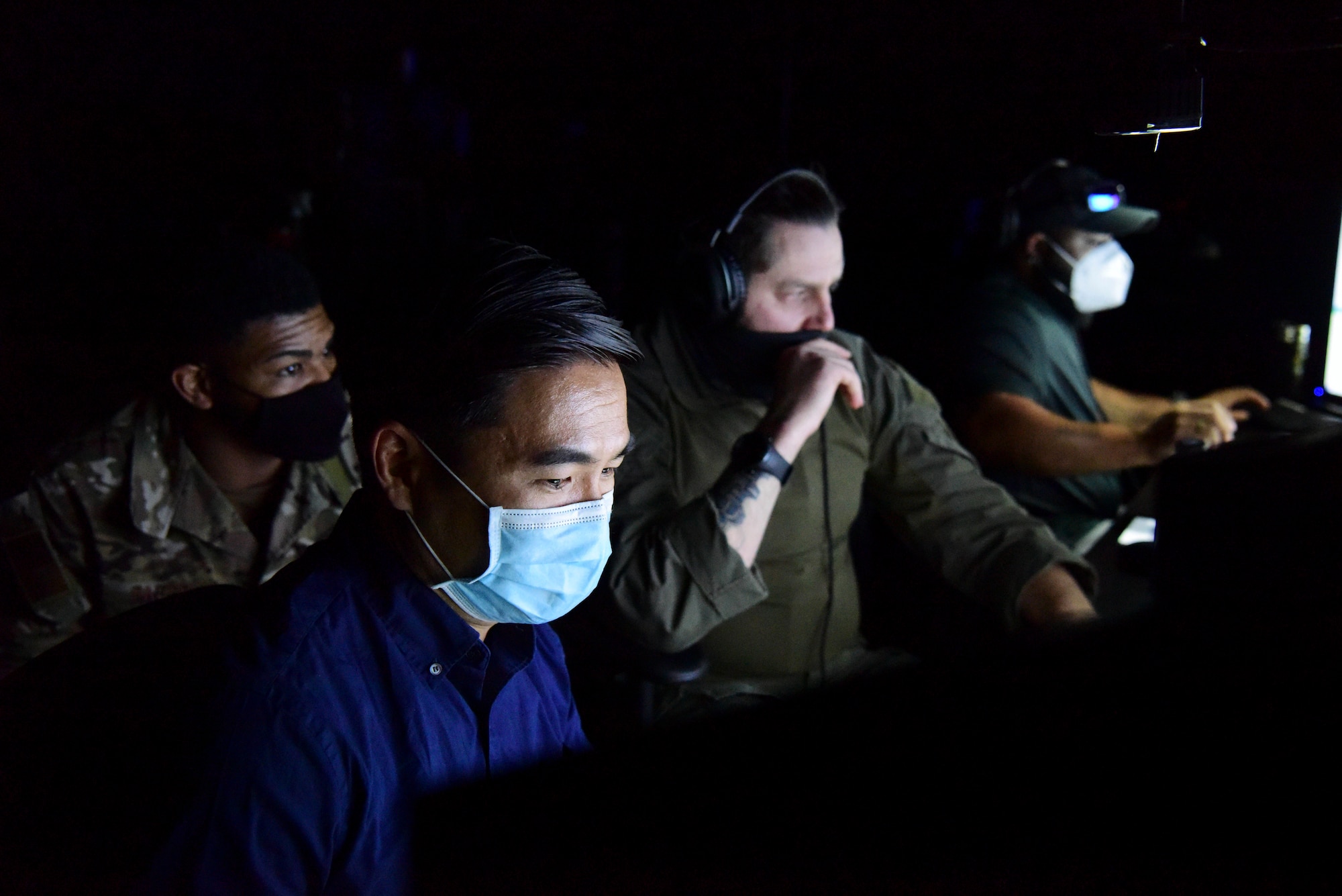 Participants engage in a simulated scenario during the Spartan Warrior 21-1 exercise at Einsiedlerhof Air Station, Germany Jan. 25-28, 2021.