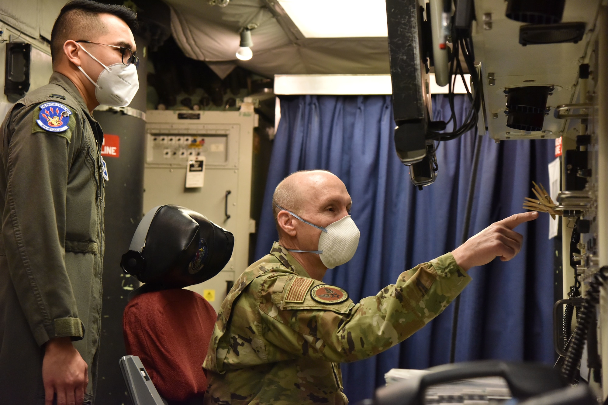 Air Force Vice Chief of Staff Gen. David Allvin tours a launch control center with 1st Lt. David Andriatico, Combat Crew commander, Jan. 29, 2021, at Malmstrom Air Force Base, Mont. (U.S. Air Force photo by Senior Airman Daniel Brosam)