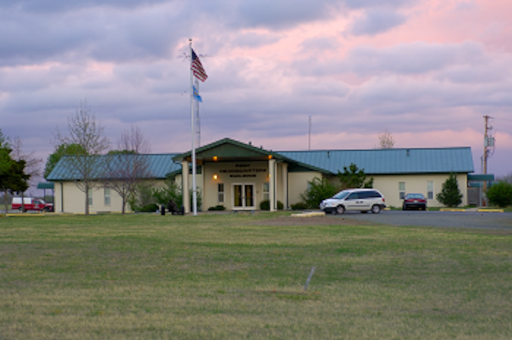 Camp Gruber Training Center Headquarters building.