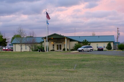 Camp Gruber Training Center Headquarters building.