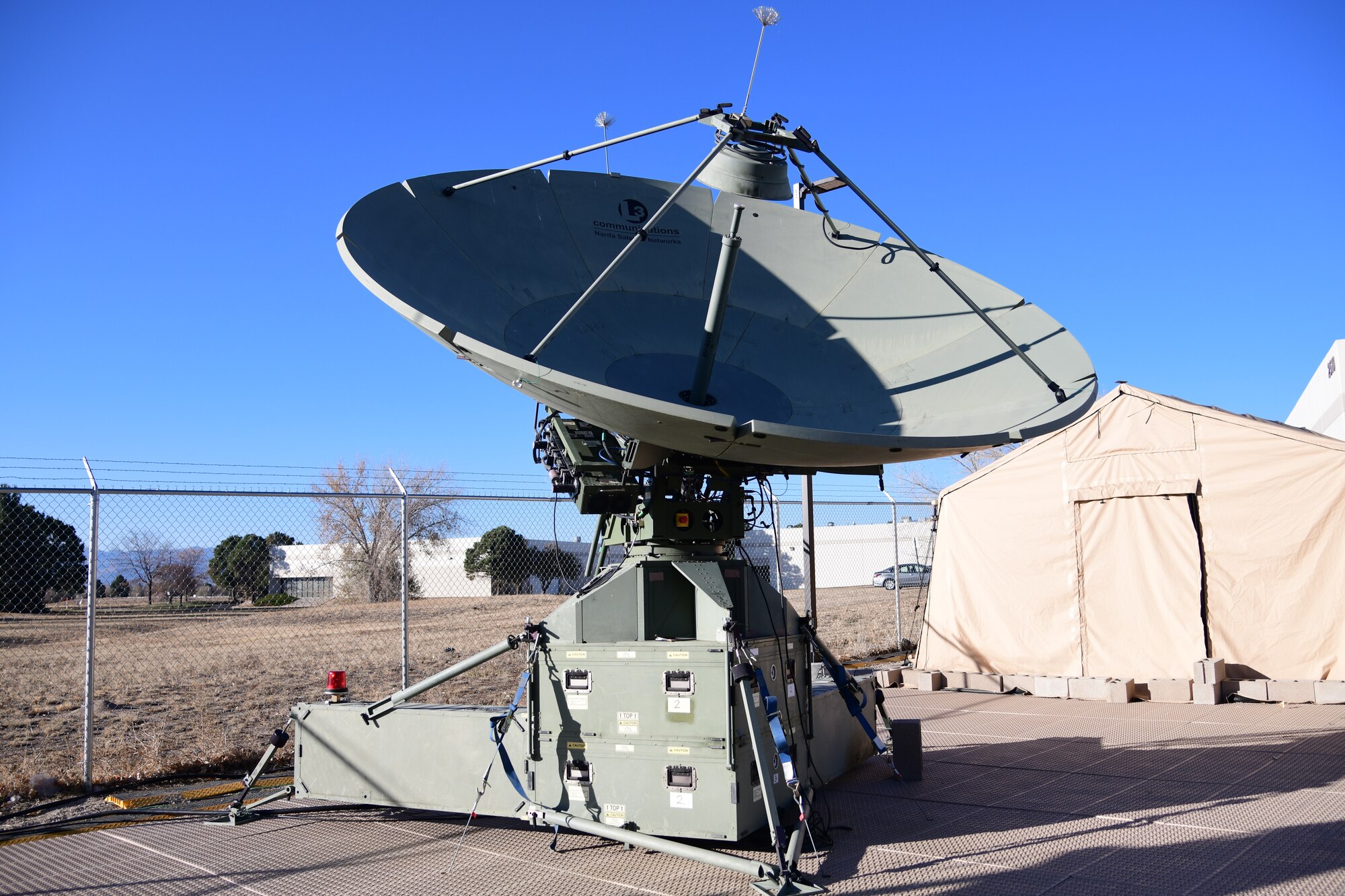 A satellite used by the 26th Space Aggressor Squadron, Nov. 5, 2020 at Colorado Springs, Colorado. Members of the 26th SAS are participating in Red Flag 21-1 at Nellis Air Force Base, Nevada and deliver expertise in satellite communication and GPS electronic attack, and how those effects are integrated with air, air defense, and cyber to help create realistic enemy threats and tactics for those participating in the exercise.