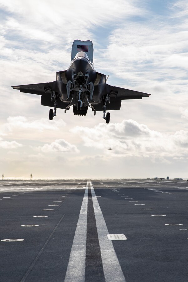HMS QUEEN ELIZABETH CARRIES OUT EXERCISES AT SEA

HMS Queen Elizabeth has embarked two squadrons of F-35B stealth jets: the UK�s 617 Sqn and US Marine Corps fighter attack squadron 211. Alongside eight Merlin helicopters of 820 and 846 Naval Air Squadrons it is the largest air group to operate from a Royal Navy carrier in more than thirty years, and the largest air group of fifth generation fighters at sea anywhere in the world. This month�s Group Exercise (�GROUPEX�) will see HMS Queen Elizabeth joined by warships from the UK, US and the Netherlands, which will accompany the carrier on her first global deployment in 2021. However, before then, the newly-formed Carrier Strike Group will be put through its paces off the north east coast of Scotland as part of Joint Warrior, NATO�s largest annual exercise.