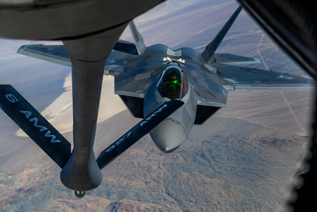 Aircraft refuels over the Nevada Test and Training Range.