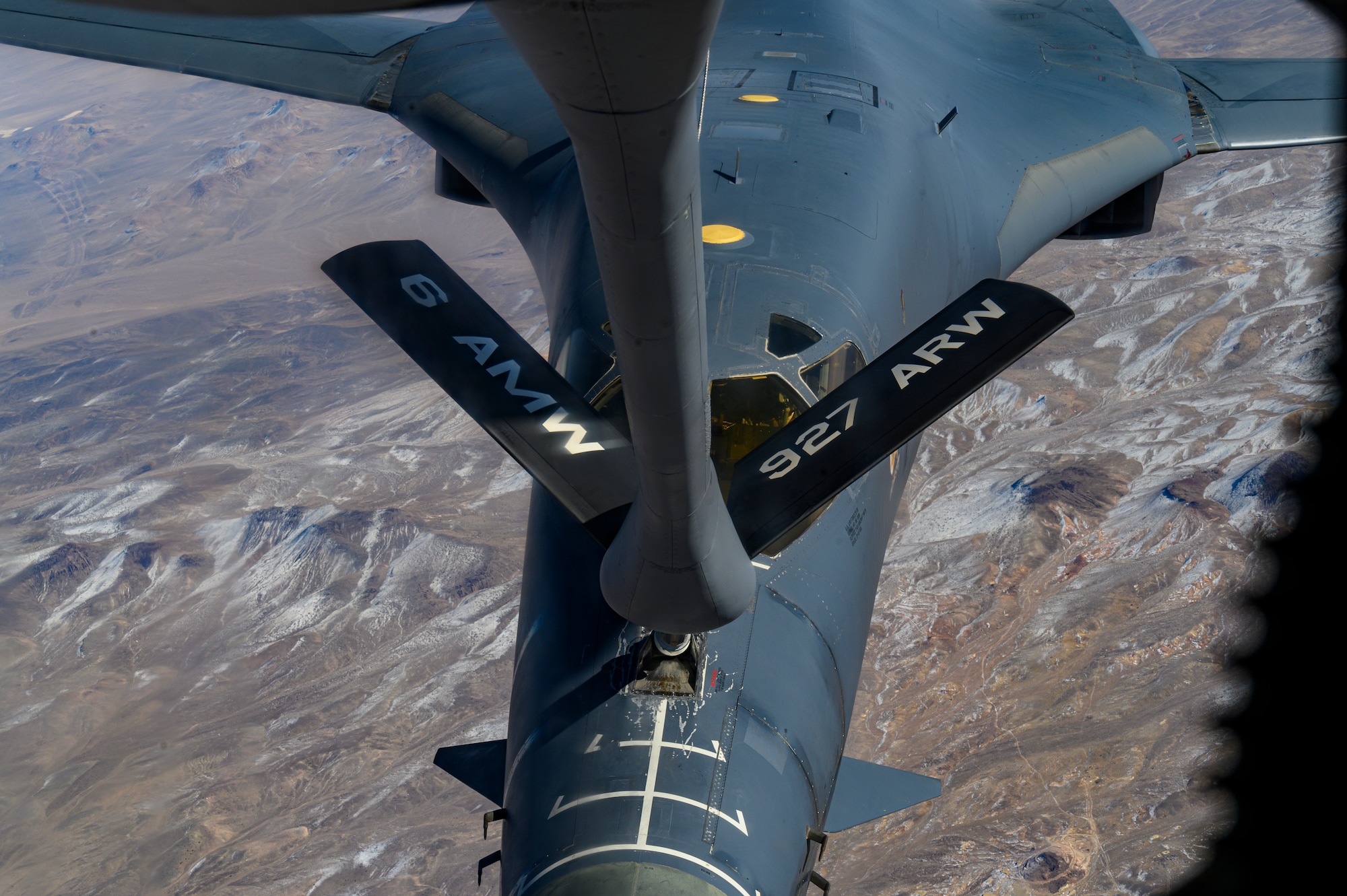 Aircraft refuels over the Nevada Test and Training Range.