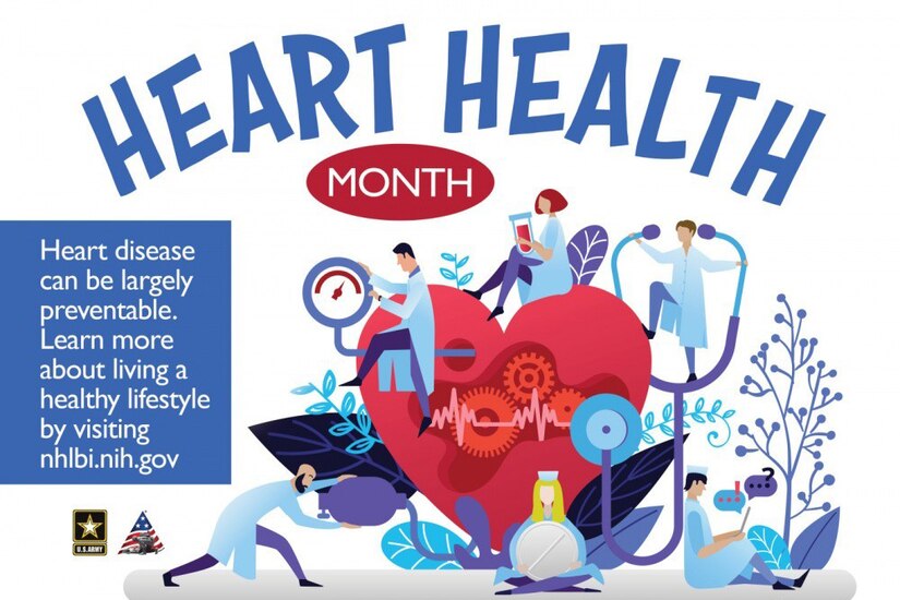 A graphic promotes 'Heart Health Month.'