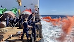 Crews on the Coast Guard Cutter Juniper conduct at-sea training to prepare for any and all scenarios while underway, Dec. 9, 2020. While underway, crews training regularly to maintain their qualifications. (U.S. Coast Guard photo courtesy of the Coast Guard Cutter Juniper)