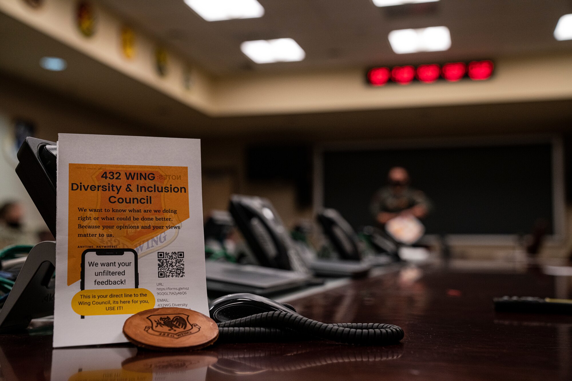 A Diversity and Inclusion pamphlet rests on a table at Creech Air Force Base.