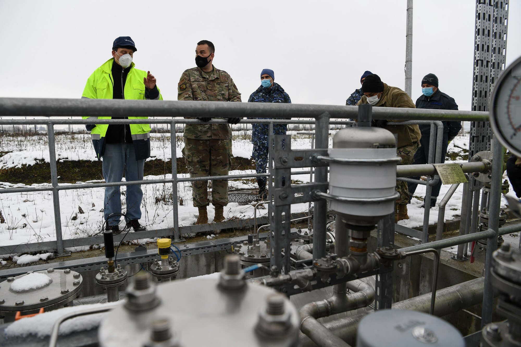 U.S. Airmen deployed here worked alongside their Romanian civil engineer counterparts to establish a diesel fuel farm, using fuels mobility support equipment in order to support various base operations.