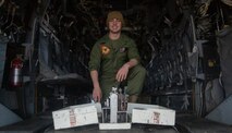Lance Cpl. Kaleb Lindsey, a flight equipment technician with Marine Medium Tiltrotor Squadron 261, poses for a photo at Marine Corps Air Station New River, N.C, January 29, 2021. “A good leader will lead through gaining the respect of those above and below them,” said Lindsey, a Hutto, Texas native. According to his leadership, Lindsey is a crucial part of the flight equipment work center and the squadron. Lindsey recently won Marine of the Quarter for VMM-261. In the six months that Lindsey has been in the flight equipment work center, he has signed off 673 maintenance action forms with 640.6 work hours. Lindsey's efforts are critical to the flight equipment work center as he keeps his peers motivated and actively engaged in any given task. (U.S. Marine Corps photo by Lance Cpl. Yuritzy Gomez)