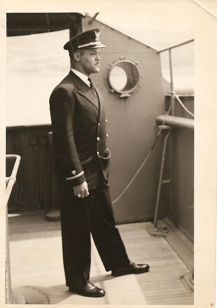 2.	Ensign Harvey Russell after graduating from the Reserve officer Training Course. (Photo courtesy of the Russell Family)