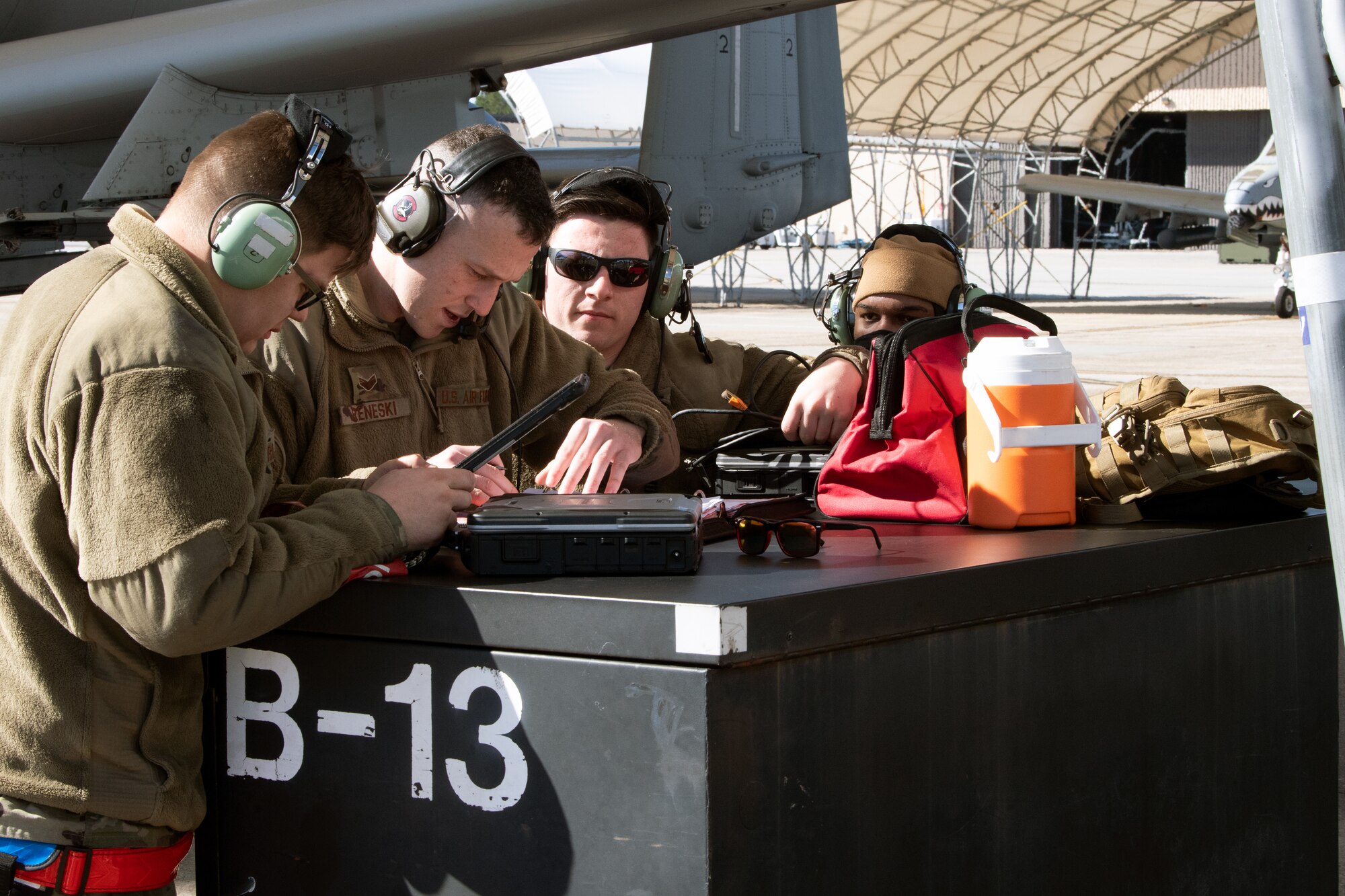 A photo of Airmen preparing an aircraft for takeoff