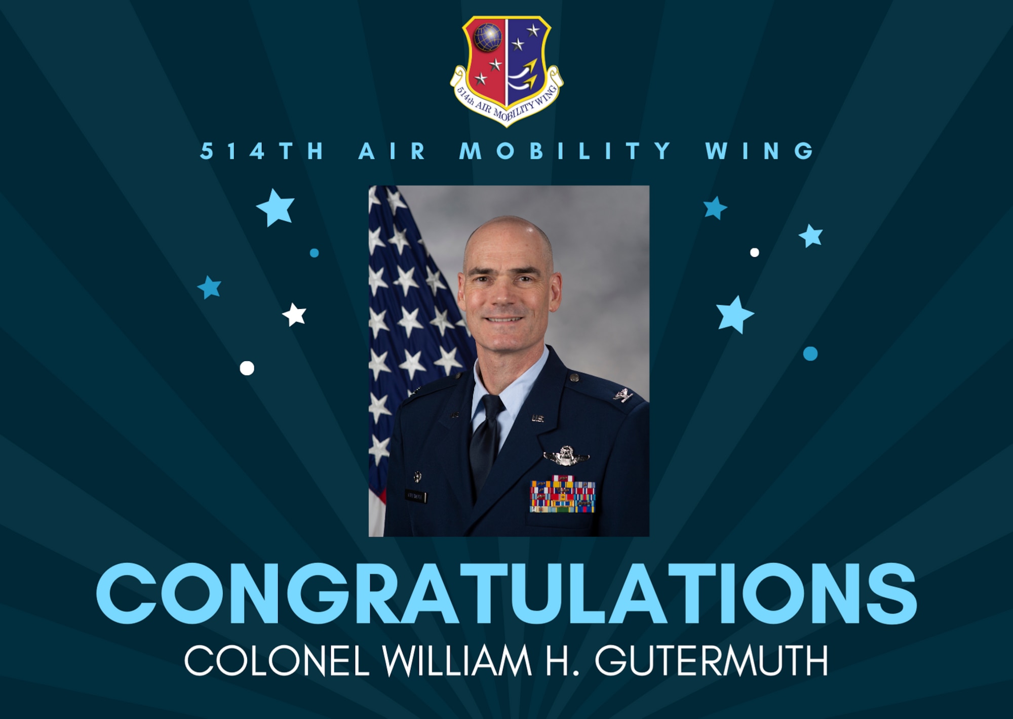 Col. William Gutermuth has been selected as the incoming commander of the 514th Air Mobility Wing.