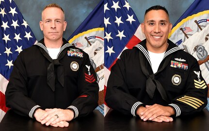 Petty Officer 1st Class Ryan Evans and Petty Officer 1st Class Christopher Thomas, both of Navy Talent Acquisition Group San Antonio, have been selected as national recruiters of the year by Navy Recruiting Command.