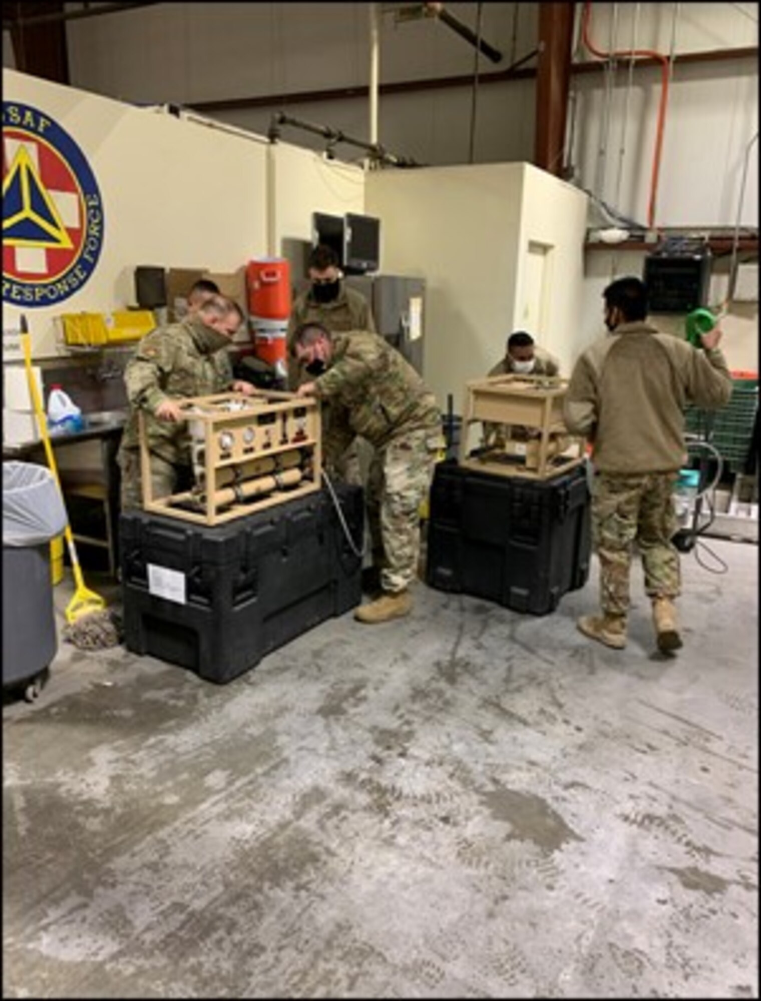 Members of the Water and Fuels Team demonstrate the capabilities of the Platoon Water Purification System during a training event held at Mountain Home Air Force Base, Jan. 27, 2021.The PWPS has the capability to purify up to 20 gallons per hour from typically non-potable water sources.
