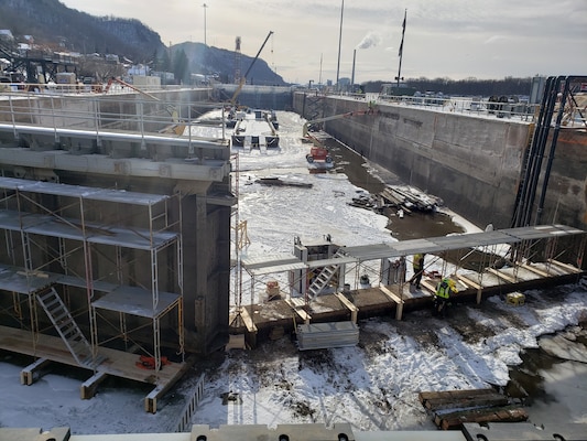 The U.S. Army corps of Engineers, St. Paul District performs maintenance and repairs at Lock and Dam 4 in Alma, Wisconsin.