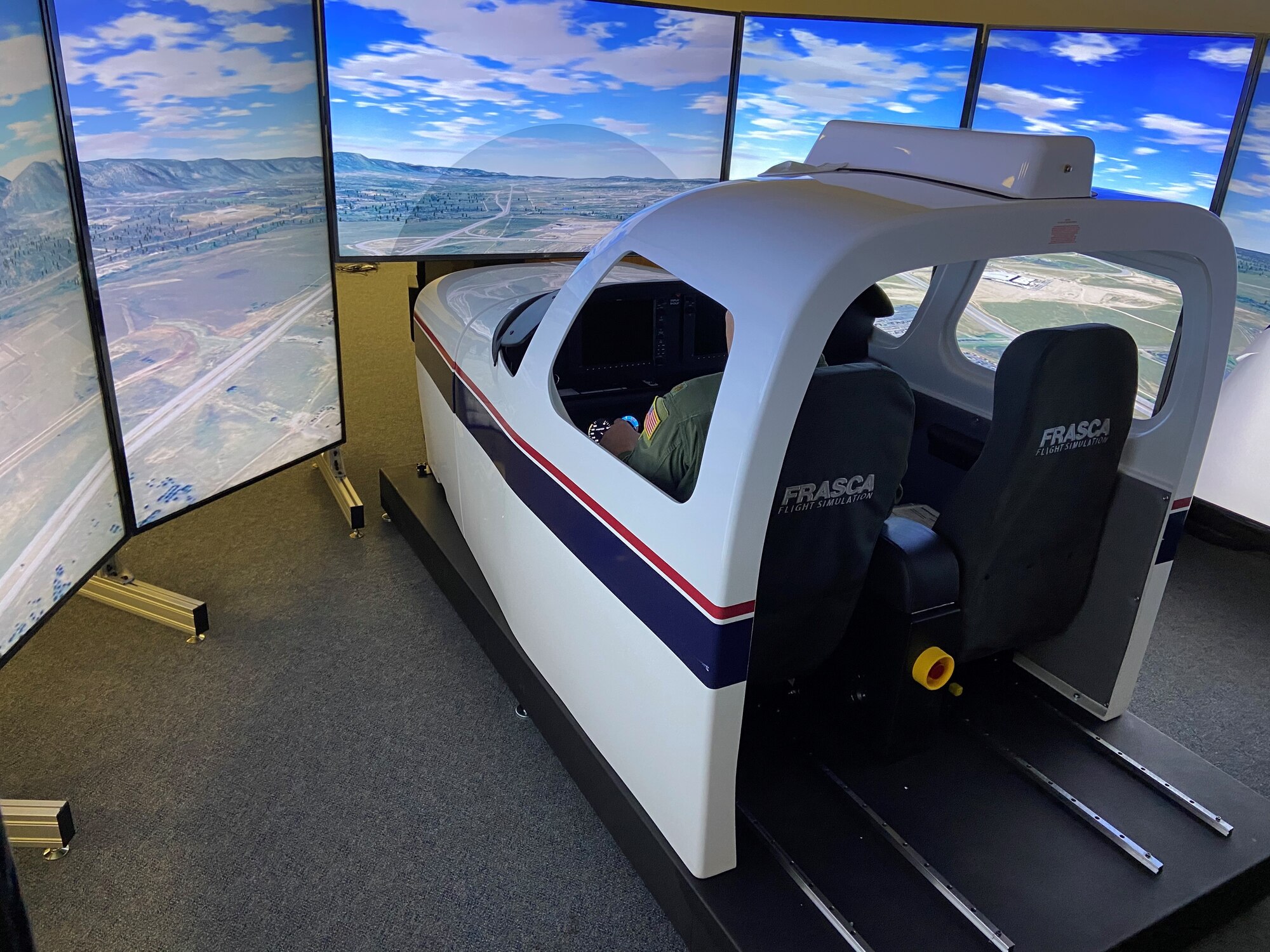 An aircrew training device or simulator, designed to replicate the look, feel and operation of a T-53 aircraft and improve pilot training in several areas, including emergency and safety procedures. The device is being used at the U.S. Air Force Academy, in support of the Powered Flight Program. (Courtesy photo)