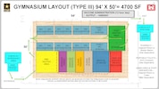 Gymnasium Layout (Type III) 94' X 50' = 4700 Sq. Ft. Graphic