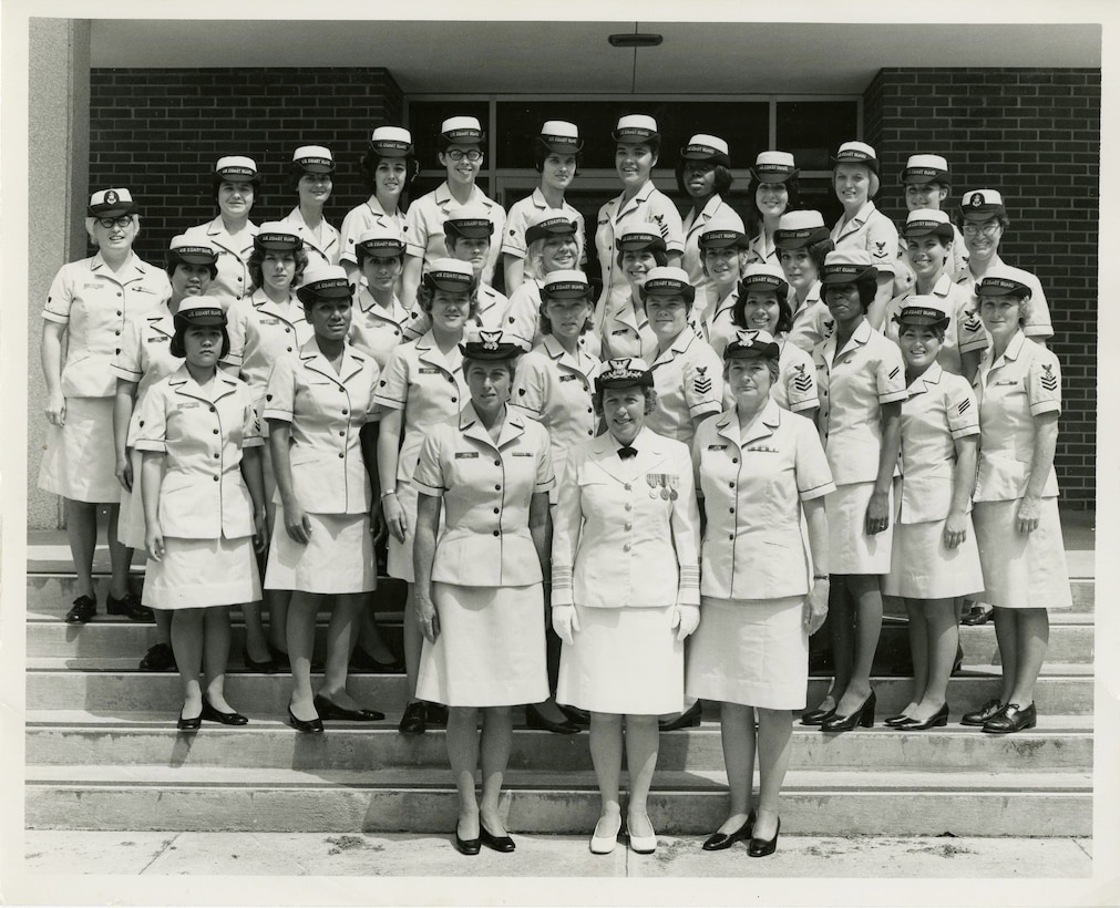 A group of SPARS, circa 1972, including Captain Eleanor L'Ecuyer (front row, center).