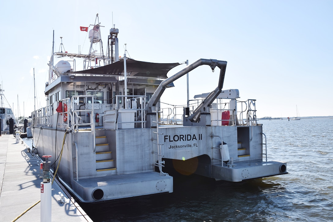 U.S. Army Corps of Engineers, Jacksonville District Survey Vessel Florida II sits docked at the Fernandina Beach Marina before conducting a routine hydrographic survey off-shore. The crew of the U.S. Army Corps of Engineers, Jacksonville District Survey Vessel Florida II, assisted the U.S. Coast Guard in the rescue of a distressed small boat off the coast of Florida recently. (USACE photo by Mark Rankin