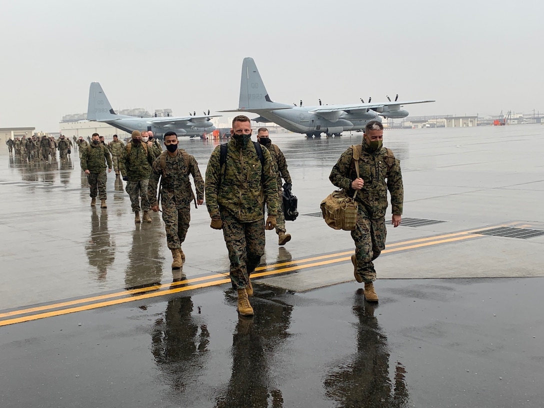 U.S. Marines rehearse distributed operations in mainland Japan, Jan. 31.