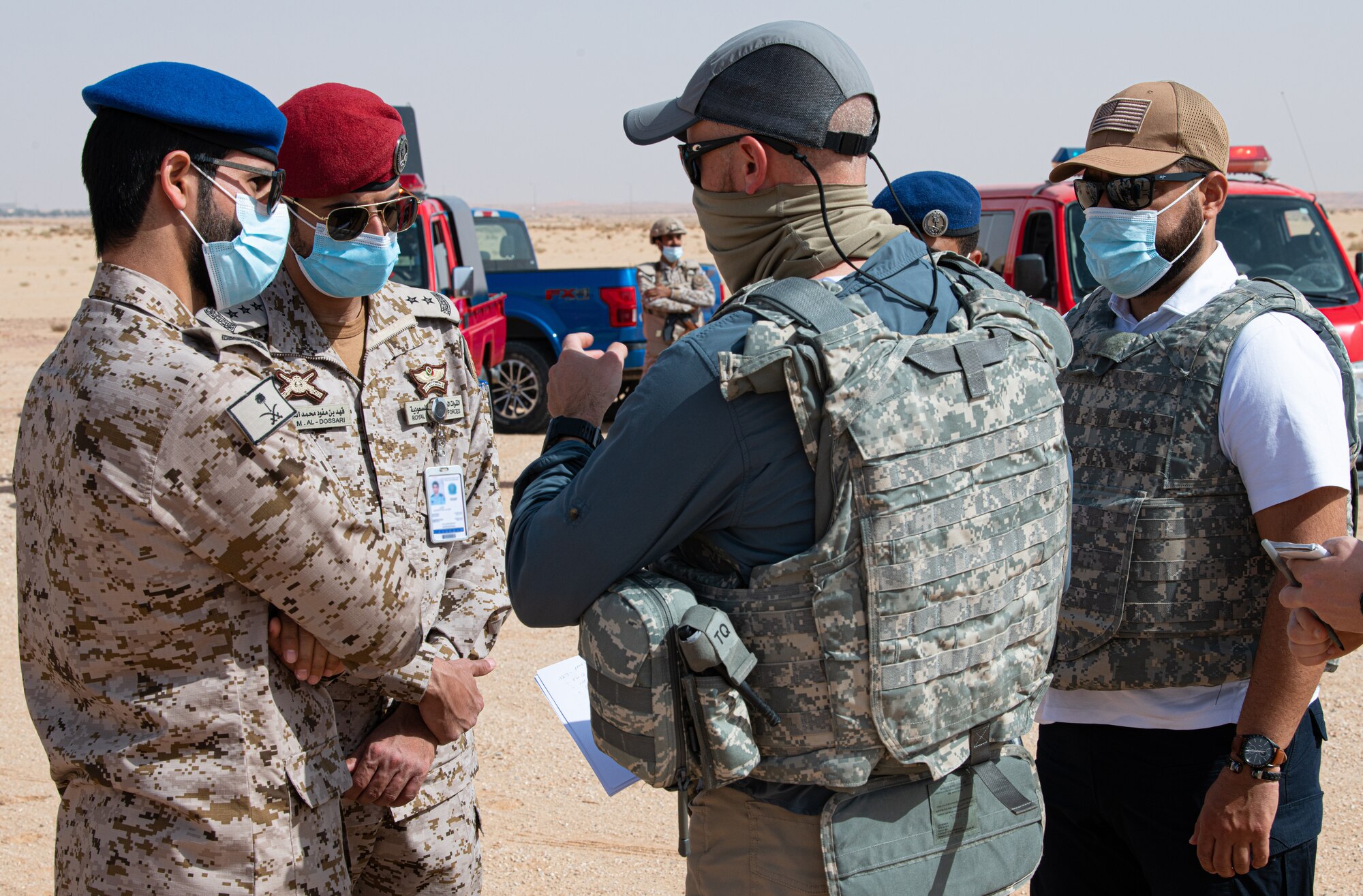 Personnel from the 378th Air Expeditionary Wing trained with Royal Saudi Air Force Police Wing members in a joint counter unmanned aerial system exercise Jan. 27, 2021 at Prince Sultan Air Base, Kingdom of Saudi Arabia.