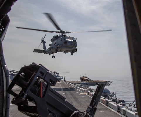 USS Makin Island (LHD 8) transits the Strait of Hormuz.