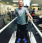 Jason Hallett underwent physical therapy at Walter Reed National Military Medical Center in Bethesda, Maryland after recovering from osseointegration, a complicated procedure where a prosthetic limb is surgically anchored and integrated into the patient’s bone.