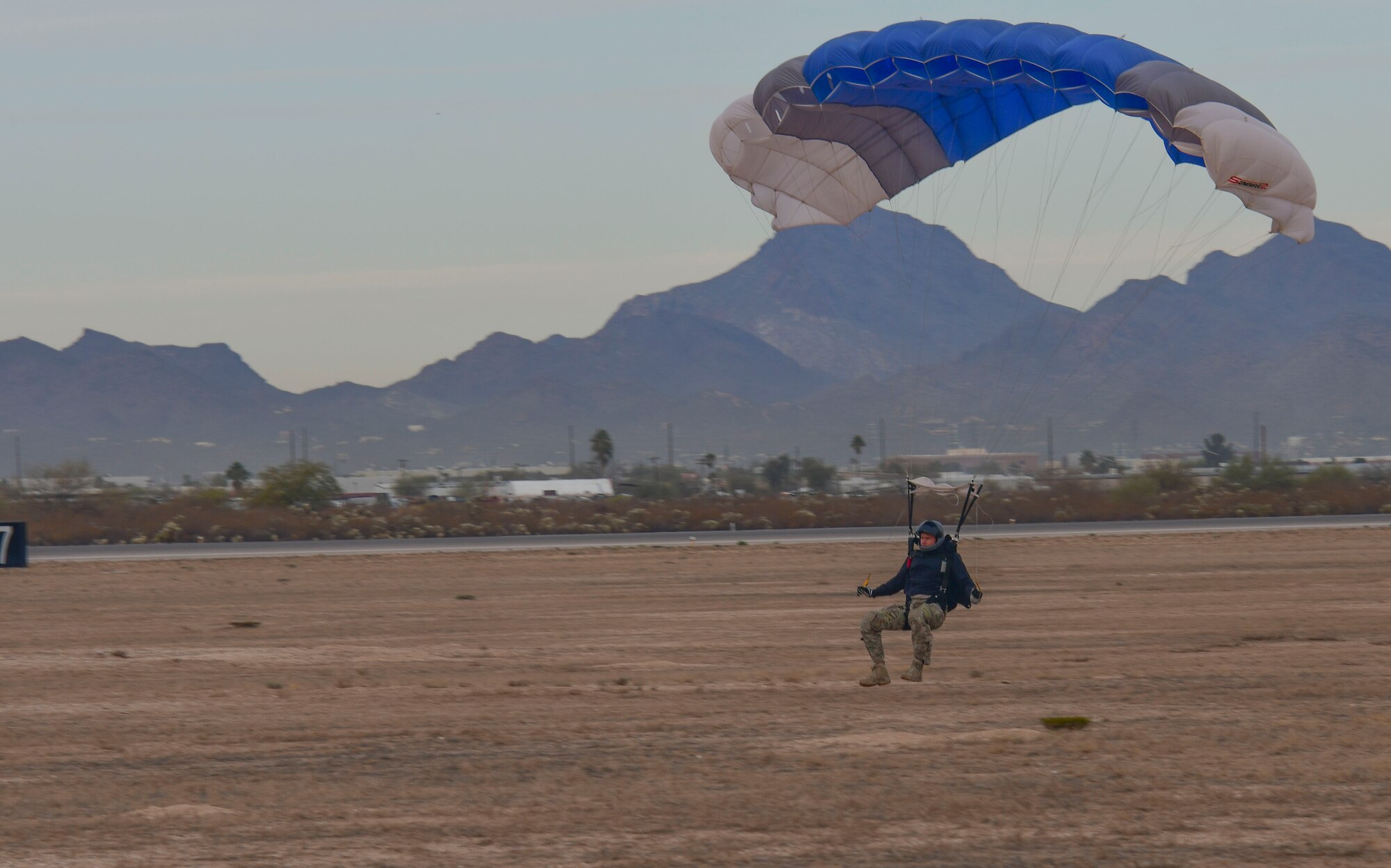 U.S. Air Force pararescue Airman parachuting