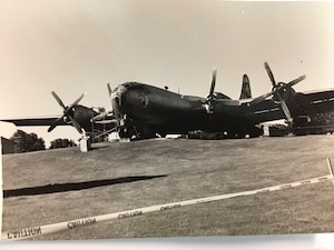 A B-29 Superfortress sits on a hill at Pease AFB, New Hampshire.