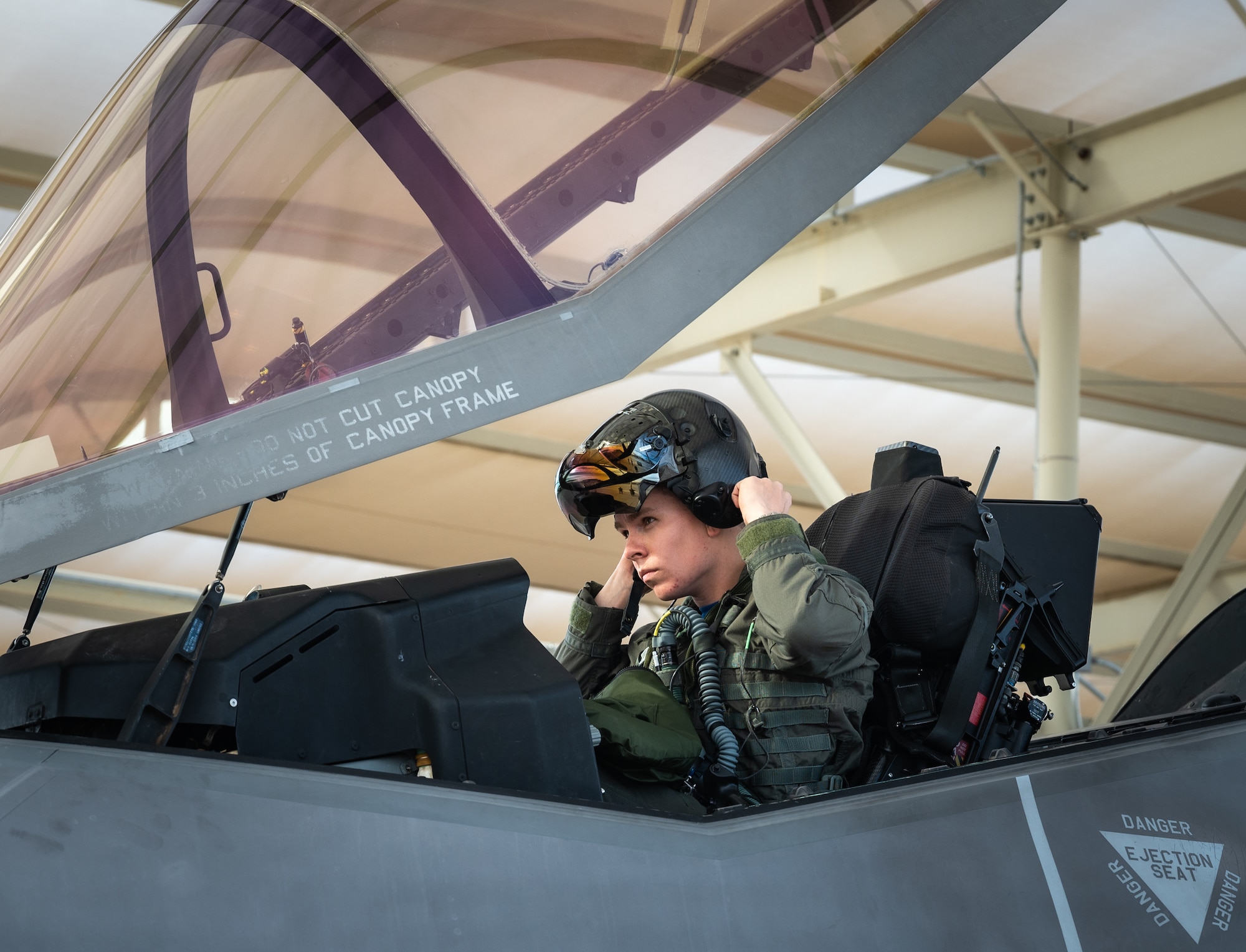 First Lt. Steven Boger, 62nd Fighter Squadron student pilot, prepares for flight Jan. 29, 2021, at Luke Air Force Base, Arizona.