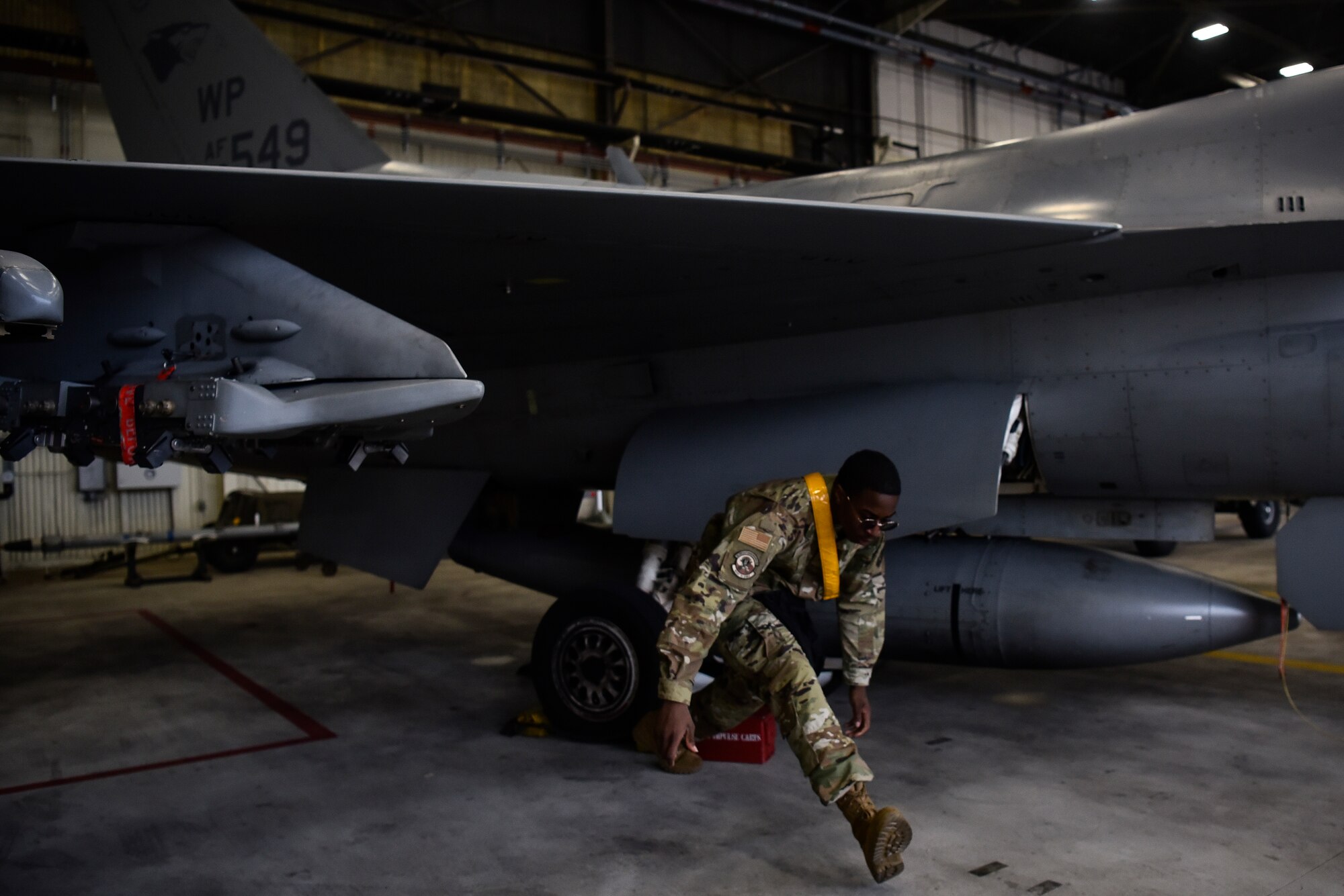 Airmen compete in a load crew competition.