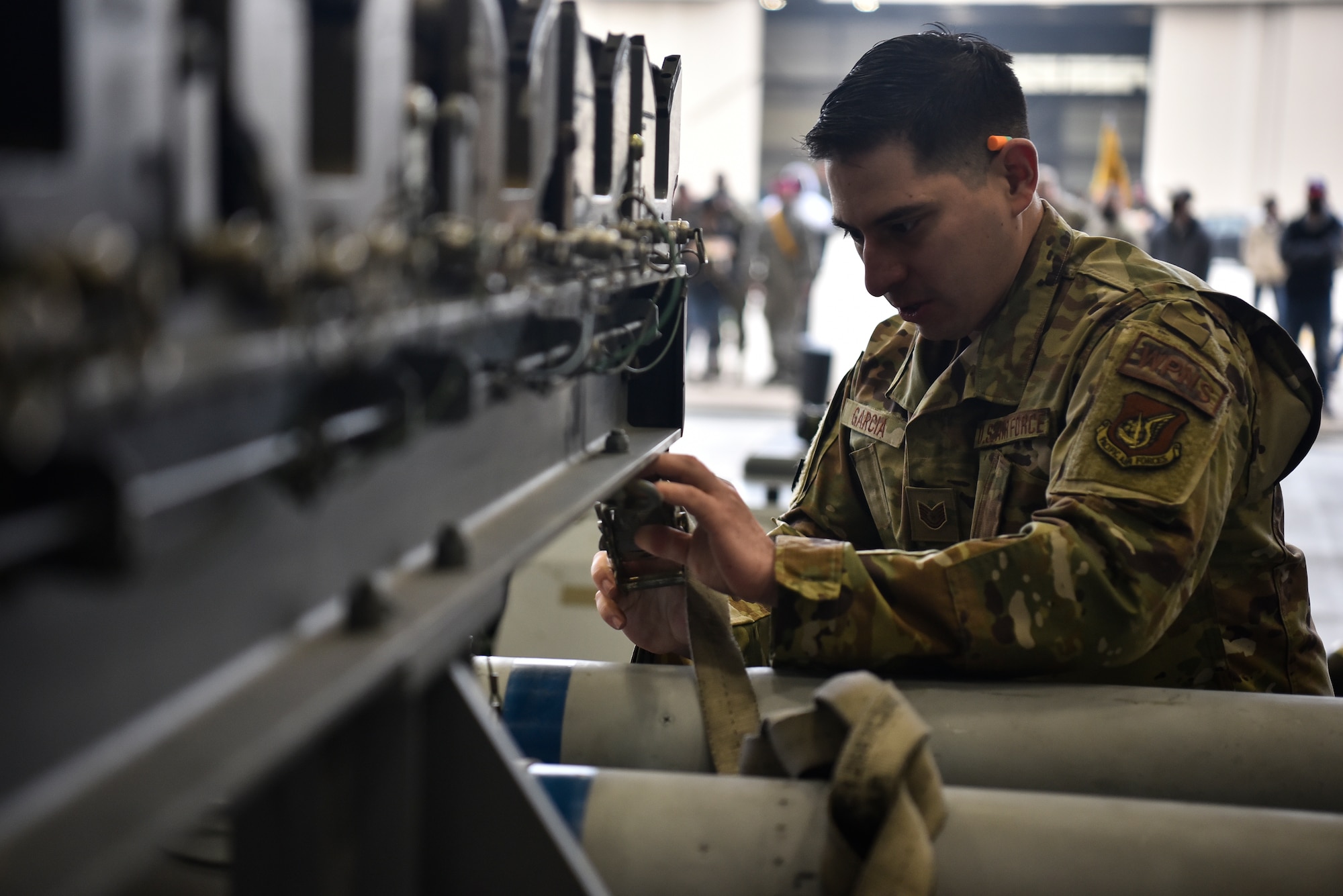 Airmen compete in a load crew competition.