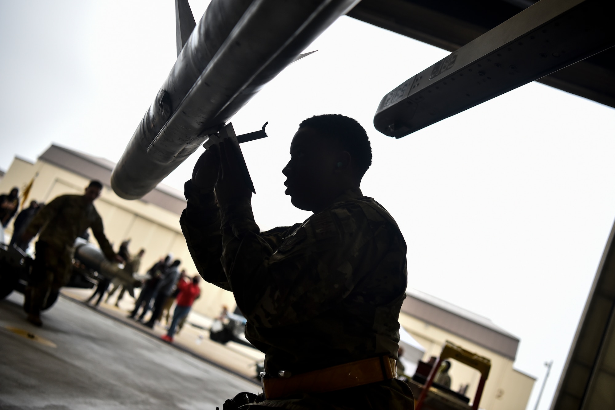 Airmen compete in a load crew competition.
