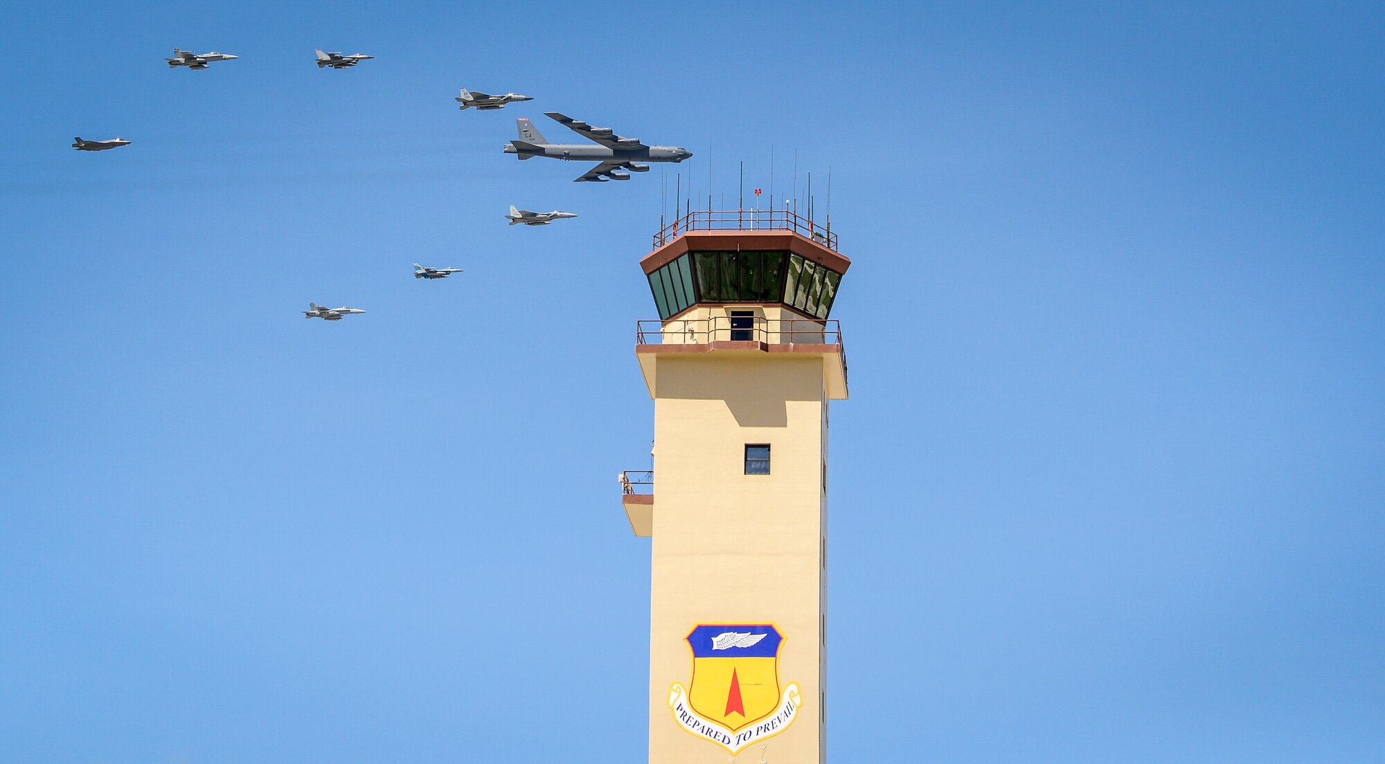 Aircraft fly in formation during Cope North 21