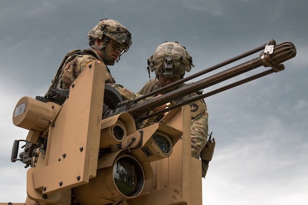 Infantrymen with Company D, 1st Battalion, 168th Infantry Regiment, 2nd Infantry Brigade Combat Team, Iowa Army National Guard, load Common Remotely Operated Weapon Station during eXportable Combat Training Capability rotation at Camp Ripley, Minnesota, July 19, 2019 (U.S. Army National Guard/Zachary M. Zippe)