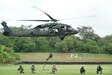U.S. Army Soldiers assigned to Joint Task Force-Bravo and Panamanian service members conduct fast rope insertion/extraction system training during exercise Mercury in Panama.