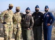 Members of the Women’s Initiative Team pose for a photo during the initial photo shoot illustrating the Air Force’s new hair policy for women. The WIT was instrumental in bringing about the change. From left to right are: Maj. Megan Biles, Maj. Alea Nadeem, Lt. Col. Jessica Ruttenber, Lt. Col. Kathryn Gaetke and Lt. Col. Kimberly Smith. (U.S. Air Force photo by Master Sgt. Grant Langford)