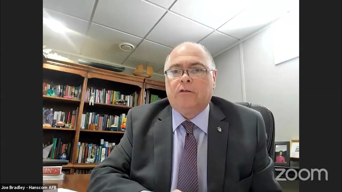Joe Bradley, director of the Cyber Resiliency Office for Weapon Systems and the director of Engineering and Technical Management for the Air Force Life Cycle Management Center at Hanscom Air Force Base, gives introductory remarks during a virtual Future of Defense roundtable event, Feb. 10, on Zoom.