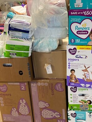 Capt. Rebecca Delisio, a reservist assigned to the 16th Intelligence Squadron, worked with her church, Jessup Baptist Church, located right outside of Fort Meade, Maryland, to open a baby pantry Dec. 12, 2020.  The pantry's mission is to supply free diapers, wipes, formula, clothing, and baby gear to families in need whose lives have been impacted by COVID.