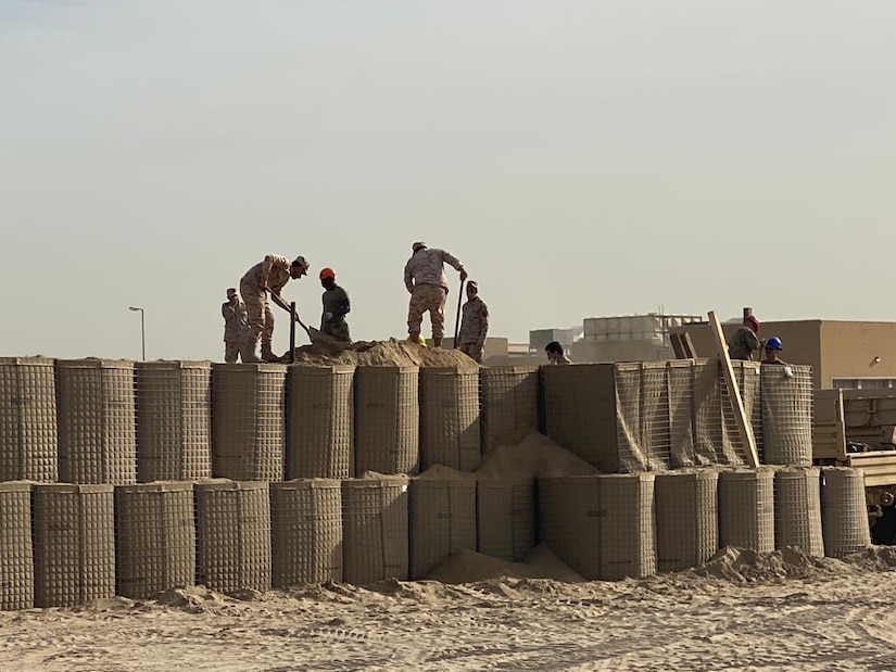 Task Force Iron Castle and 891st Engineer Battalion's 996th Engineer Construction Company begin a joint training mission with engineers of the Kuwait Land Forces at the Land Force Institute, constructing a Forward Operating Base and Command Post Exercise