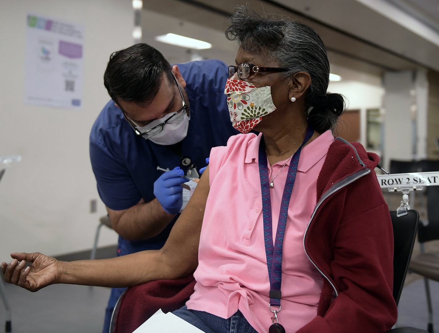 A 59th Medical Wing medic vaccinates a San Antonio Military Health System beneficiary Feb. 6 at Wilford Hall Ambulatory Surgical Center at Joint Base San Antonio-Lackland.