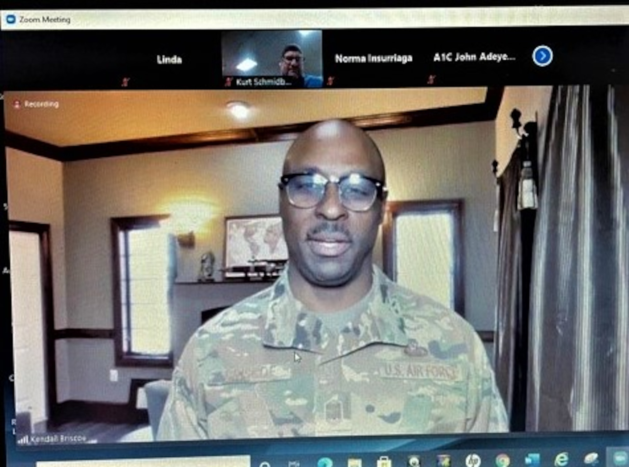 Chief Master Sgt. Kendall Briscoe, executive for enlisted matters and finance career field manager at the office of Air Force Financial Management and Comptroller