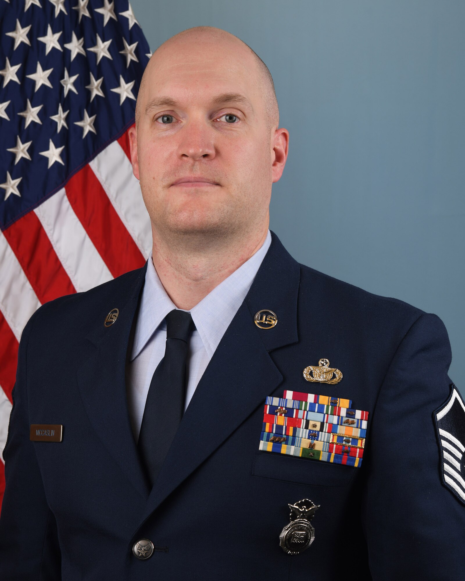 Master Sgt. Sean McCaslin, 445th Security Forces Squadron squad leader, is the 445th Airlift Wing Senior NCO of the Quarter, CY2020.