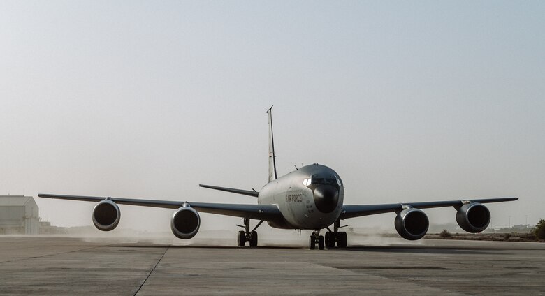 KC-135 stratotanker taxis on runway
